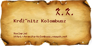 Kránitz Kolombusz névjegykártya